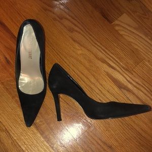 Genuine leather suede heel